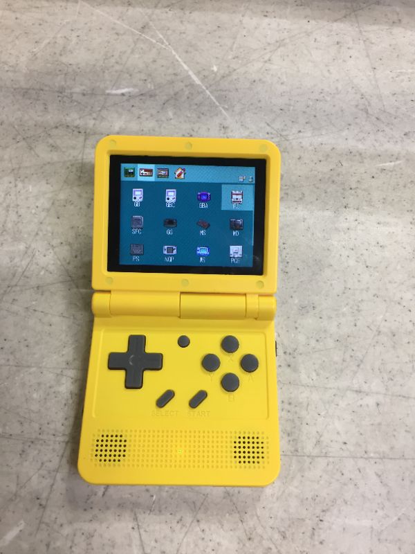 Photo 3 of Flip Handheld Console 3-inch IPS Screen Open System Game Console with 16G TF Card Built in 2000 Games Portable Mini Retro Game Console for Kids Yellow