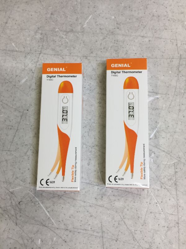 Photo 1 of Genial Digital Blue/Orange Underarm, Oral, and Rectal Thermometer F/C Switchable 2 PACK
