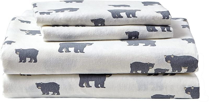 Photo 1 of Eddie Bauer - Flannel Collection - 100% Premium High Quality Cotton Bedding Sheet Set, Pre-Shrunk & Brushed For Extra Softness, Comfort, and Cozy Feel, Queen, Bear Family
