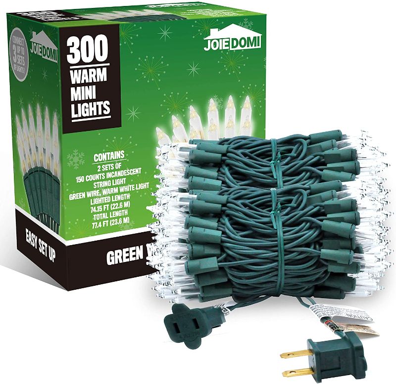 Photo 1 of 2 Sets 150 Counts Clear Green Wire Christmas Light, Warm White Lights for Indoor or Outdoor Christmas Decorations
