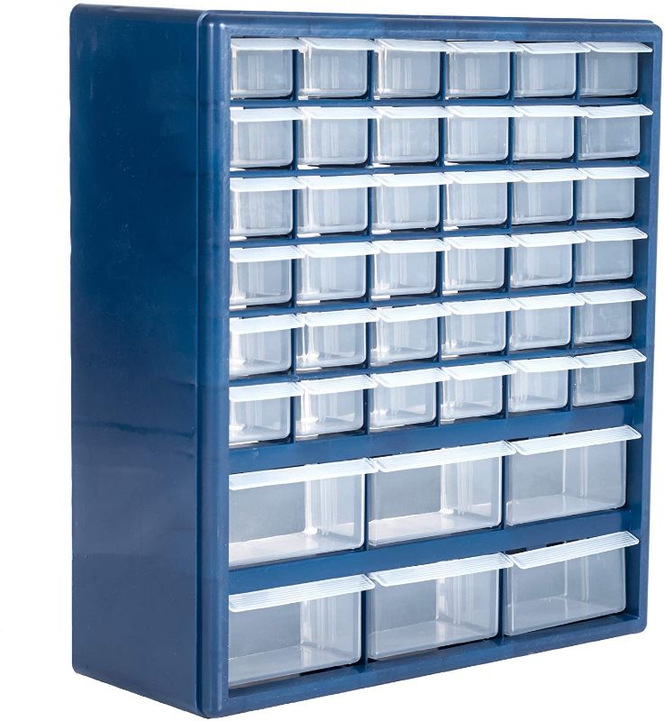 Photo 1 of Plastic Storage Drawers – 42 Compartment Organizer – Desktop or Wall Mount Container for Hardware, Parts, Crafts, Beads, or Tools by Stalwart, 10 Targets
