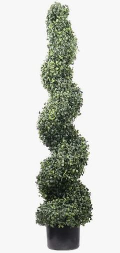 Photo 1 of 4' Spiral Boxwood Artificial Topiary Trees Indoor or Outdoor in Plastic Pot Front Porch Decor - 1 
