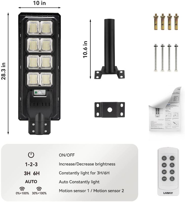 Photo 1 of 200W Led Solar Street Lights Outdoor,360 PCS LED High Lumes Solar Powered Street Lamp Outdoor,20000mah Battery ,PIR Motion Sensor,6000K,Dusk to Dawn Security Led Post Street Light