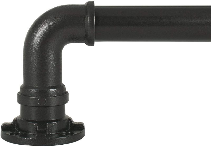 Photo 1 of Decopolitan Industrial Wrap Around Telescoping Curtain Rod Set, 36-72", Black
