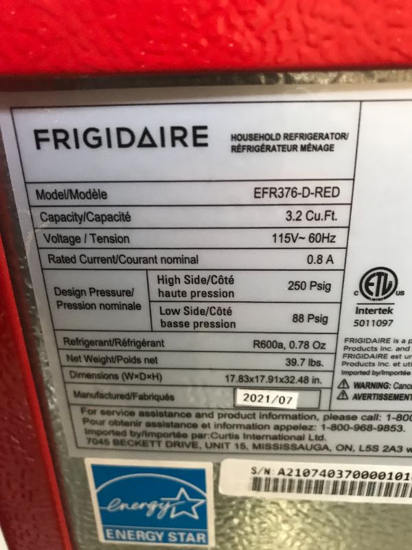 Photo 1 of 3.2 cu. ft. Retro Mini Fridge in Red
