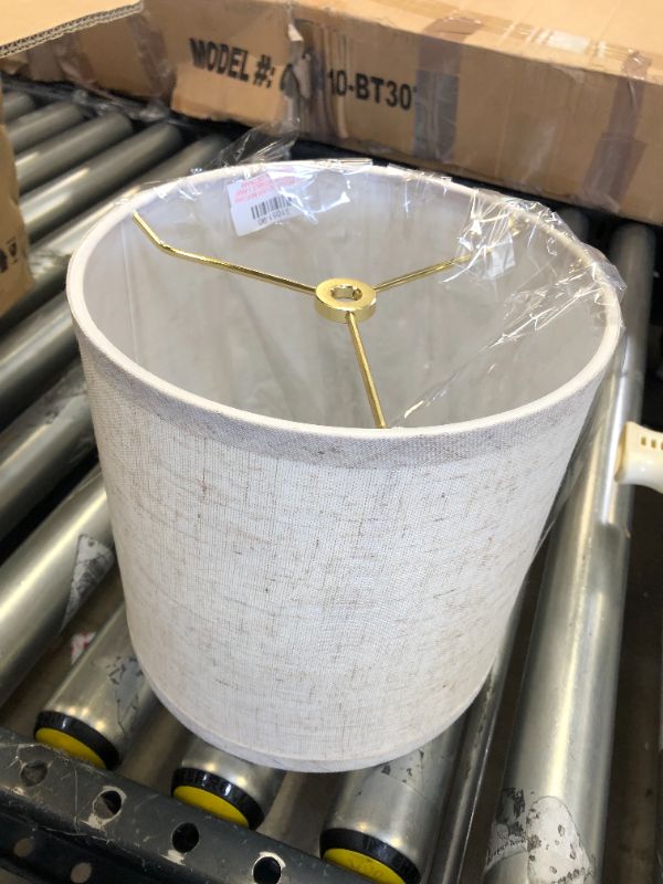 Photo 2 of Aspen Creative 31051 Transitional Hardback Drum (Cylinder) Shape Spider Construction Lamp Shade in Flaxen, 8" wide (8" x 8" x 8")
