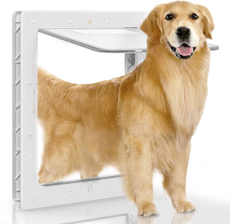 Photo 1 of Dog Door, Plastic Pet Door by PETOUCH, 16.7" x 11.7" Inner Frame for Large Dog and Pets, Easy to Install, 2-Way Locks, Durable Frame Doggy Door for...
