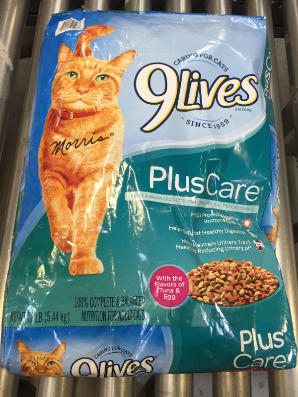 Photo 1 of 9 Lives Plus Care with Tuna & Egg Complete & Balanced Dry Cat Food – 12lbs
