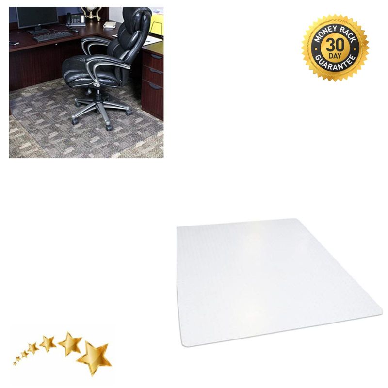 Photo 1 of 46"x 60" Clear Rectangle Office Chair Mat For Low And Medium Pile Carpet
