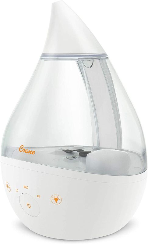 Photo 1 of Crane 4-in-1 Drop Ultrasonic Cool Mist Humidifier, 1 Gallon, Top Fill Humidifier, 24 Hour Run Time, with Optional Sound Machine and Color Changing...
