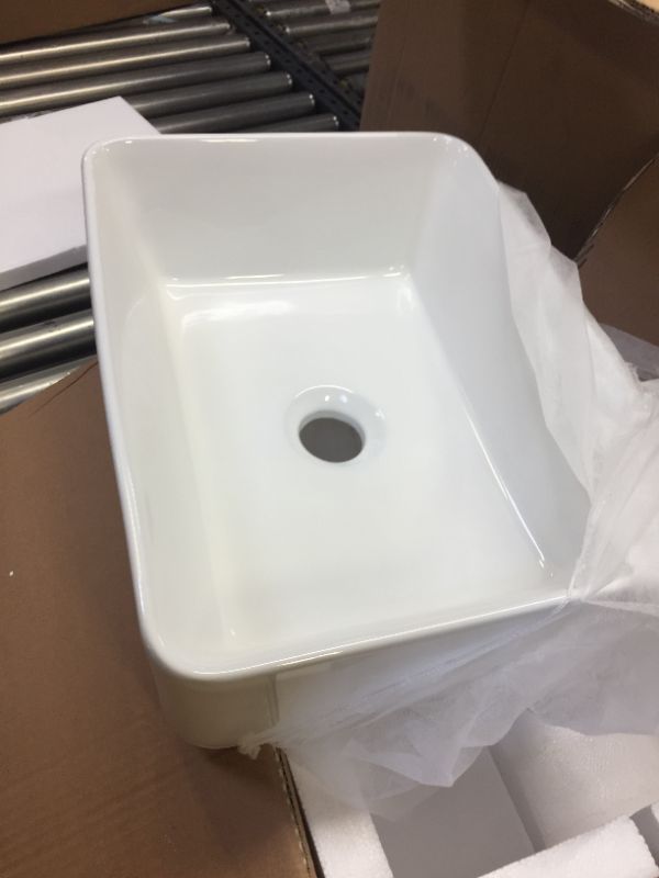 Photo 2 of 16 in. x 12 in. Bathroom in White Porcelain Ceramic Vessel Sink Rectangle Above Counter Sink Art Basin
