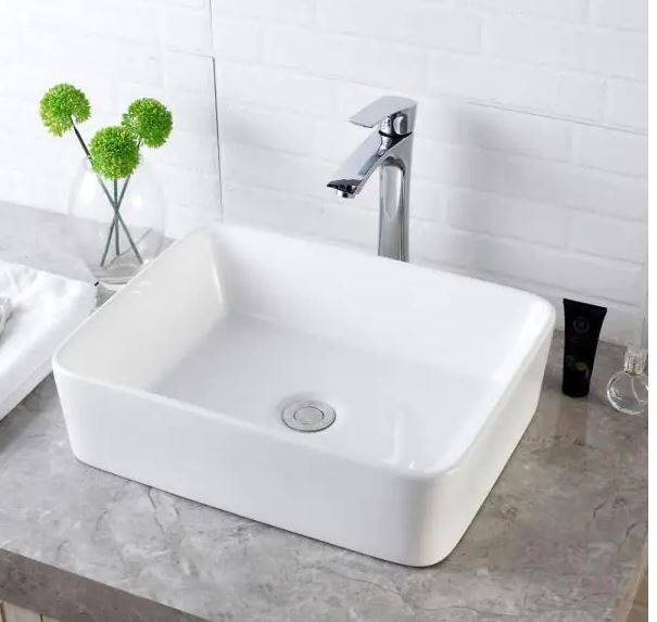 Photo 1 of 16 in. x 12 in. Bathroom in White Porcelain Ceramic Vessel Sink Rectangle Above Counter Sink Art Basin
