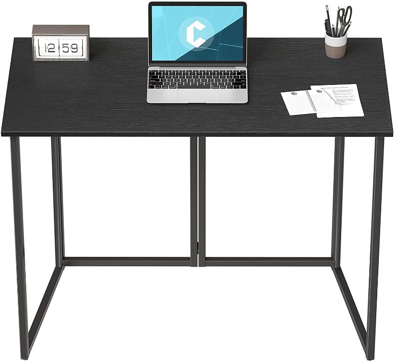 Photo 1 of Cubiker 40" Folding Computer Desk,Small Home Office Laptop Work Desk,Study Writing Table,No-Assembly,Foldable and Portable Design,Black
