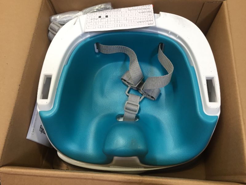 Photo 2 of Ingenuity Baby Base 2-in-1 Booster Feeding and Floor Seat with Self-Storing Tray - Peacock Blue
