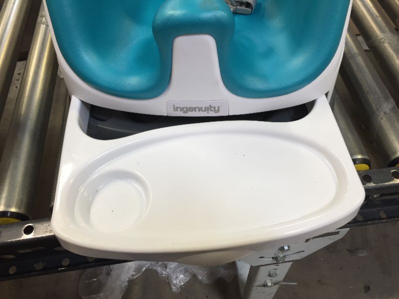 Photo 3 of Ingenuity Baby Base 2-in-1 Booster Feeding and Floor Seat with Self-Storing Tray - Peacock Blue
