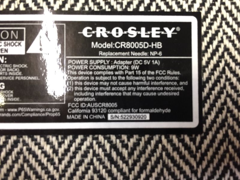 Photo 5 of Crosley CR8005D-HB Cruiser Deluxe Vintage 3-Speed Bluetooth Suitcase Turntable, Herringbone
