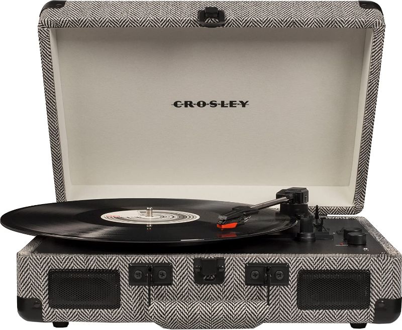 Photo 1 of Crosley CR8005D-HB Cruiser Deluxe Vintage 3-Speed Bluetooth Suitcase Turntable, Herringbone
