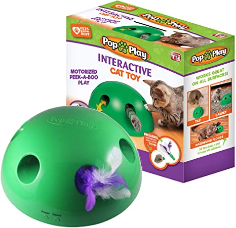 Photo 1 of Pop N’ Play Interactive Motion Cat Toy, Includes: Electronic Smart Random Moving Feather & Mouse Teaser, Mouse Squeak Sound Optional & Auto Shut Off. Best Cat Toy Ever! (missing battery door)