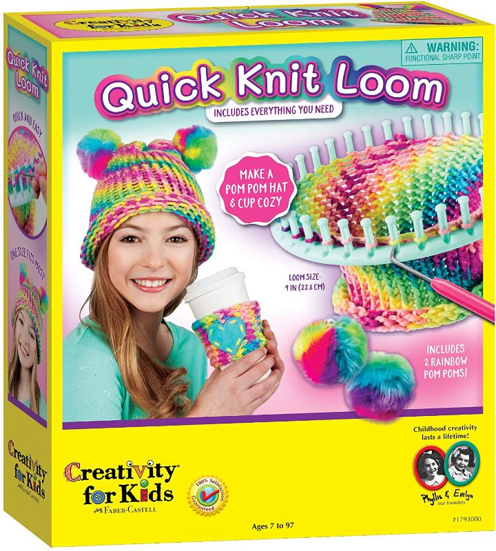 Photo 1 of Creativity for Kids Quick Knit Loom – Make Your Own Pom Pom Hat And Accessories For Beginners (Packaging May Vary)
