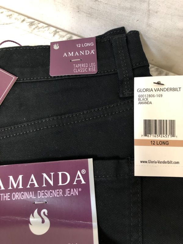 Photo 3 of Gloria Vanderbilt Womens Amanda Classic Denim Jeans 12 Tall Black
