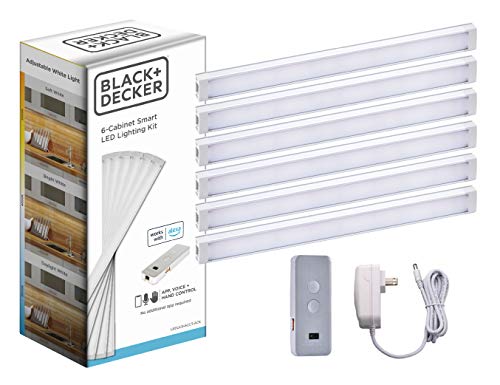Photo 1 of BLACK+DECKER Works with Alexa Smart Under Cabinet Lighting Kit, Adjustable LEDs, (6) 9" Bars, White,a Certified for Humans Device
