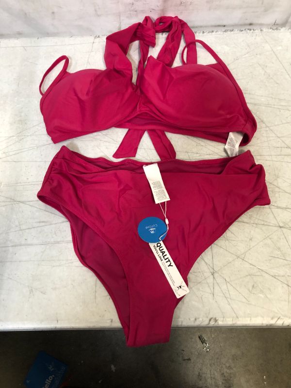 Photo 1 of Annie Fuchsia Wrap Ruched Back Hook Bikini xxl