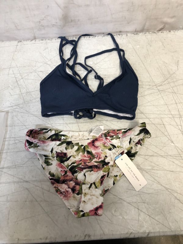 Photo 1 of Blue Top With Floral Bikini Set S