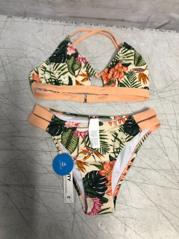 Photo 1 of Carolyn Leafy And Floral Crisscross Strappy Bikini xs