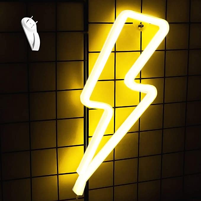 Photo 1 of Lightning Neon Signs Creative LED Wall Decor for Wall Birthday Party Kids Room Bedroom Wedding Party Decoration (Warm White)