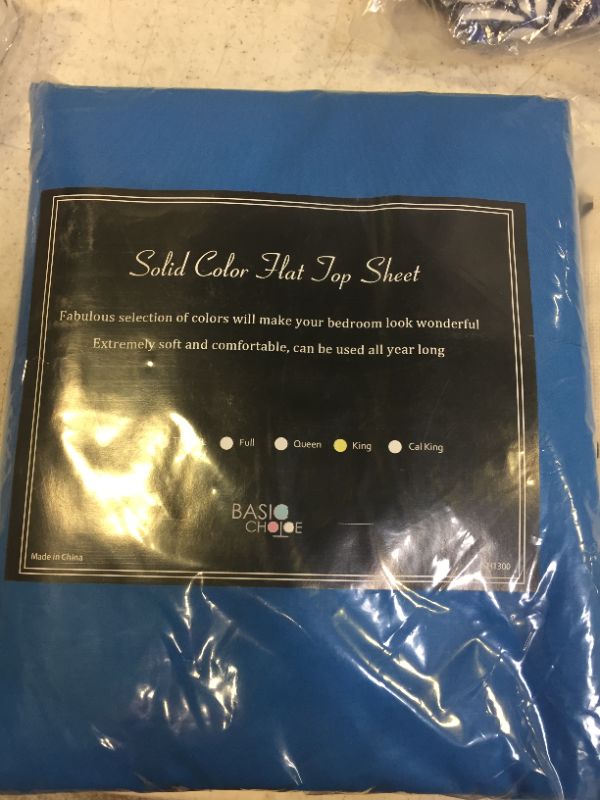 Photo 3 of BASIC CHOICE 2000 Microfiber Flat Flat Sheet, Breathable, Ultra Soft, Hypoallergenic, Wrinkle, Fade and Stain Free, Blue, Full