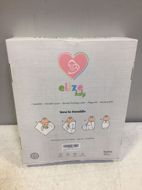 Photo 1 of Elize 100% Cotton Breathable Muslin Baby Swaddle Blanket Set of 4 - 46" x 46" Multi-Purpose Muslin Swaddle Blanket for Boys and Girls, Blue