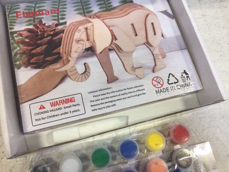 Photo 1 of STEVOY 3D DIY Painting Wooden Puzzle Kit for Kids, 6 Pack Animals, Model Painting Kit with Brush Toys for Children, Educational Arts Construction STEM