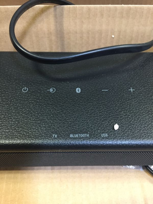 Photo 1 of Sony S100F 2.0 Channel Sound Bar with Bass Reflex Speaker, Integrated Tweeter and Bluetooth (HTS100F), Easy Setup, Compact, Home Office Use with Clear Sound Black - speakers used 
