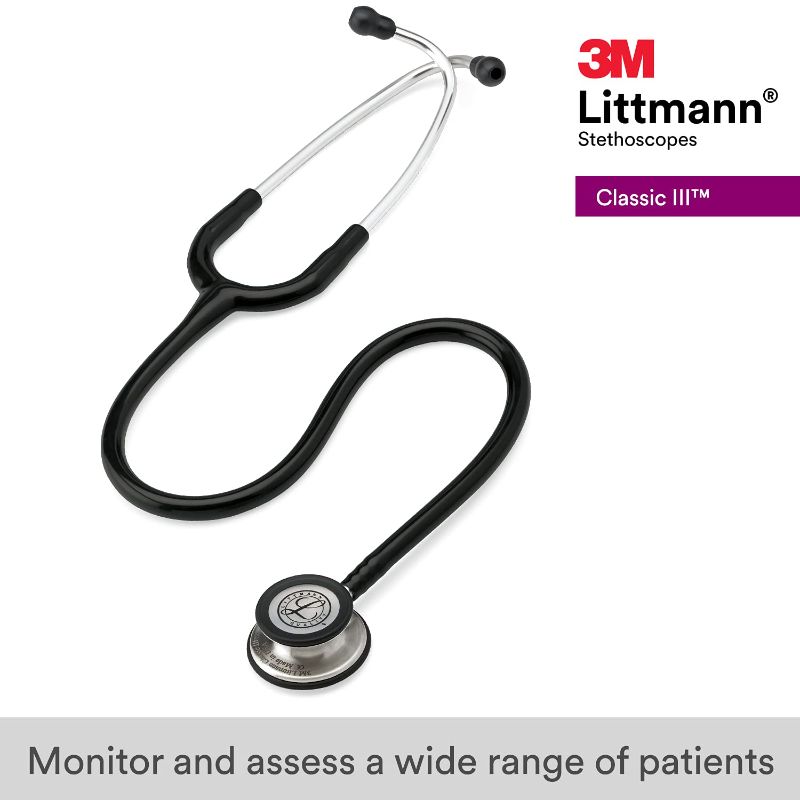 Photo 1 of 3M Littmann Classic III - 5620 - Control Stethoscope, Black Tube, 27 in.
