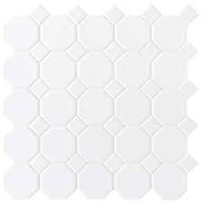 Photo 1 of Daltile Matte White 12 In. X 12 In. X 6 Mm Ceramic Octagon Dot Mosaic Tile (10 pack)
