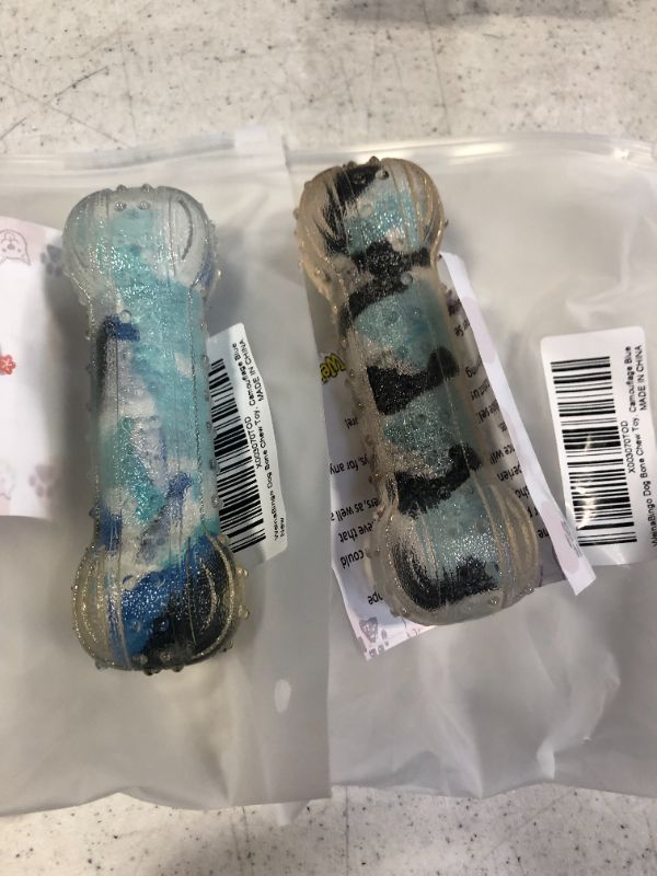 Photo 1 of (2 pack) WeinaBingo Dog Chew Toys, Durable Rubber Dog Toys for Aggressive Chewers, Bones Tough Toys for Training and Cleaning Teeth, Interactive Dog Toys for Small/Medium/Large Dog (Camouflage Blue)

