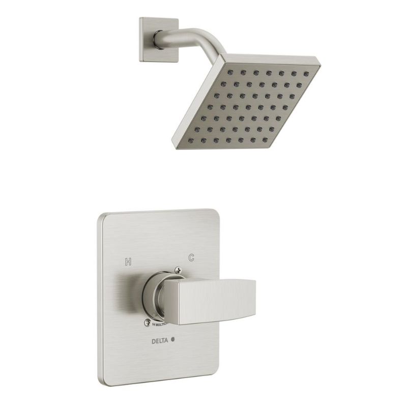 Photo 1 of DELTA Modern Angular 1-Handle Wall Mount Shower Only Trim Kit in Stainless Steel (Valve Not Included)
