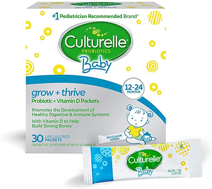 Photo 1 of Culturelle Baby Grow + Thrive Probiotics + Vitamin D Packets, Supplements Good Bacteria Found in Breast Milk, Helps Promote a Healthy Immune System and Digestive System*, Gluten Free and Non-GMO, 30 Count  exp date 05-2022