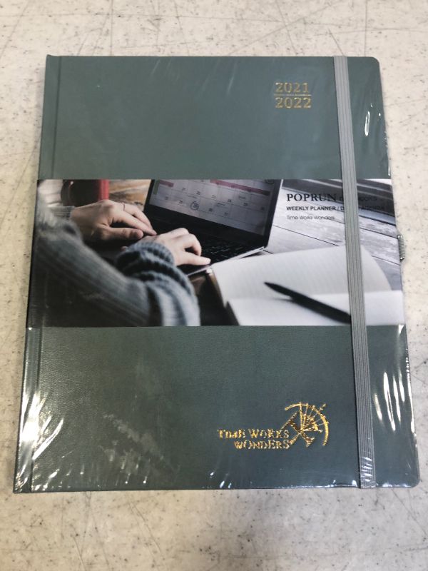 Photo 1 of Academic Planner 2021-2022 Hourly Weekly Monthly - POPRUN Agenda August 2021 to July 2022 with Pocket, Note & Address Pages, Hardcover, 8.5" x 10.5", Grey
