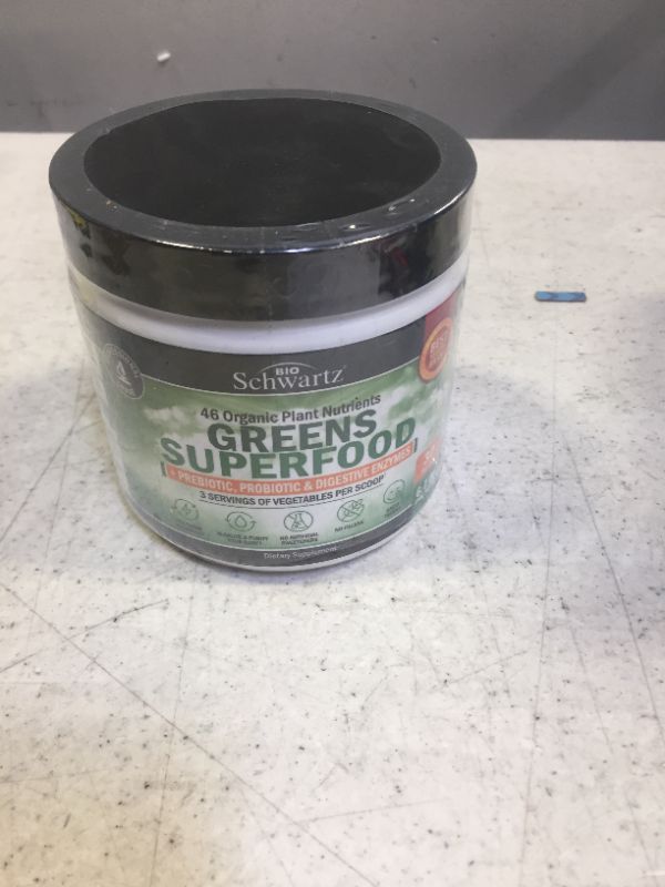 Photo 1 of Chlorophyll Rich Super Greens Organic Powder with Probiotics Prebiotics & Digestive Enzymes - 43+ Green Superfoods Alfalfa Bilberry Spirulina Chlorella - Dr Approved Keto Friendly Vegan Supplement --- EXP 05/2022
