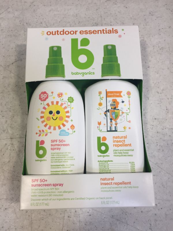 Photo 2 of Babyganics 50 SPF Baby Sunscreen Spray and Bug Spray | Octinoxate & Oxybenzone Free | DEET Free, 6oz each, Combo 2 Pack
EXP 03/01/2023