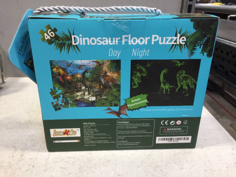 Photo 4 of LeonMake Dinosaur Puzzle for Kids Toys: 46 Piece Big Floor Puzzle for 3-8 Year Old Boys & Girls | Fluorescent Jigsaw Puzzles as Christmas Birthday Gift for Toddler | 18 x 24 inch