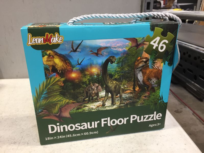 Photo 2 of LeonMake Dinosaur Puzzle for Kids Toys: 46 Piece Big Floor Puzzle for 3-8 Year Old Boys & Girls | Fluorescent Jigsaw Puzzles as Christmas Birthday Gift for Toddler | 18 x 24 inch