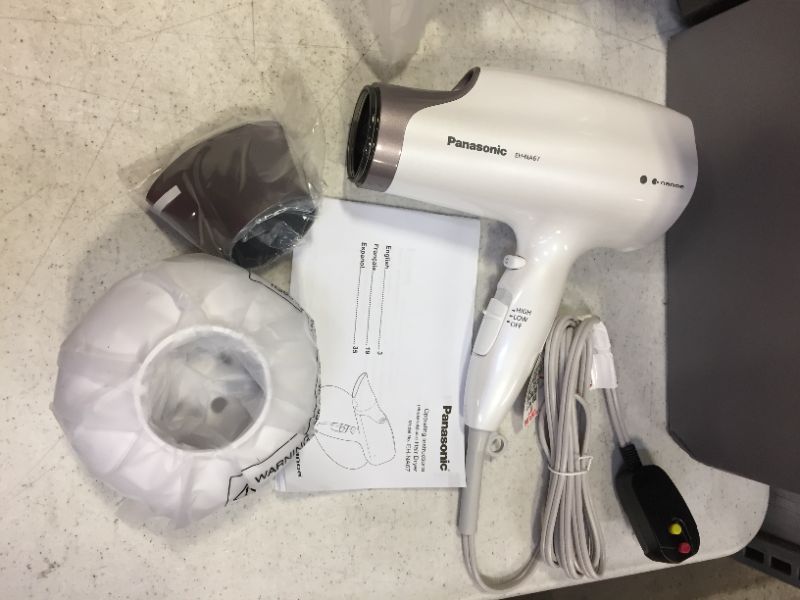 Photo 2 of Panasonic Nanoe Salon Hair Dryer with Oscillating QuickDry Nozzle, Diffuser and Concentrator Attachments, 3 Speed Heat Settings for Easy Styling and Healthy Hair - EH-NA6