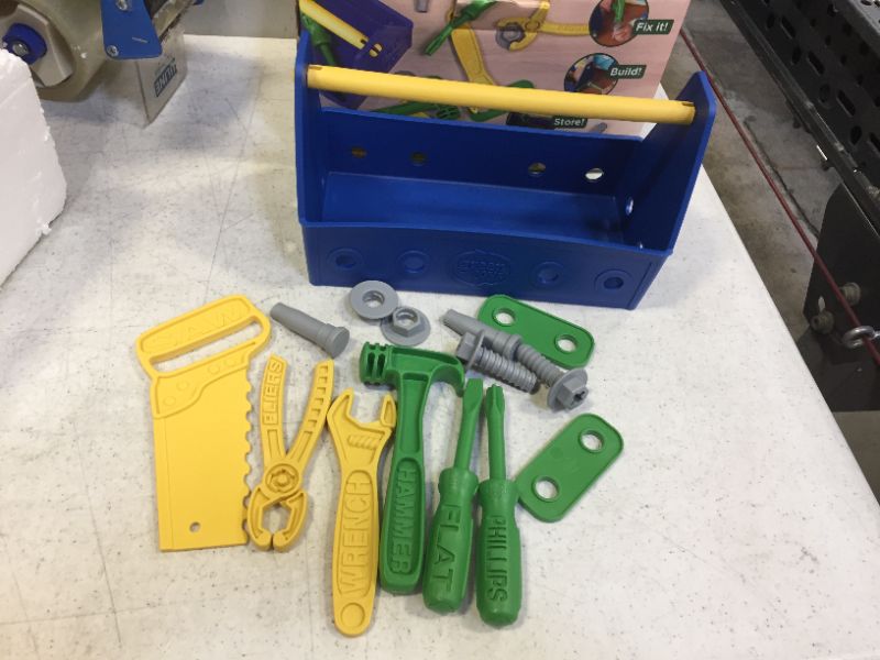 Photo 4 of Green Toys Tool Set, Blue 4C - 15 Piece Pretend Play, Motor Skills, Language & Communication Kids Role Play Toy. No BPA, phthalates, PVC. Dishwasher Safe, Recycled Plastic, Made in USA.