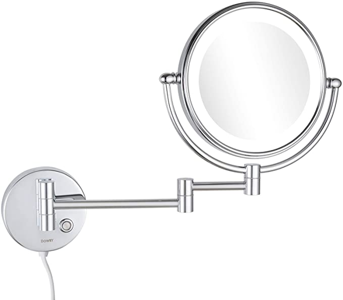 Photo 1 of DOWRY 8 Inch 10X Magnification Wall Mounted Vanity Makeup Mirror with LED Lighted,Two-Sides Touch Button Light 1803D