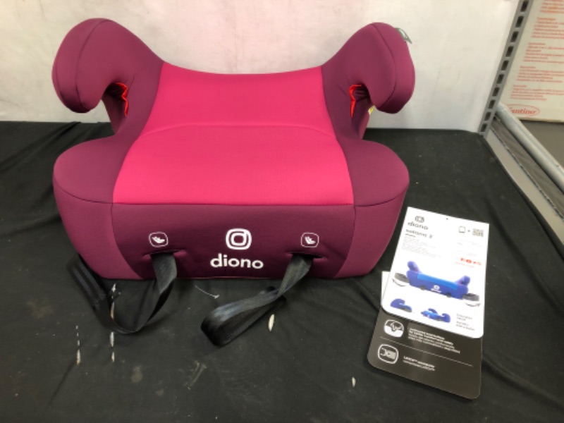 Photo 2 of Diono Solana 2 XL, Dual Latch Connectors, Lightweight Backless Belt-Positioning Booster Car Seat, 8 Years 1 Booster Seat, Pink
