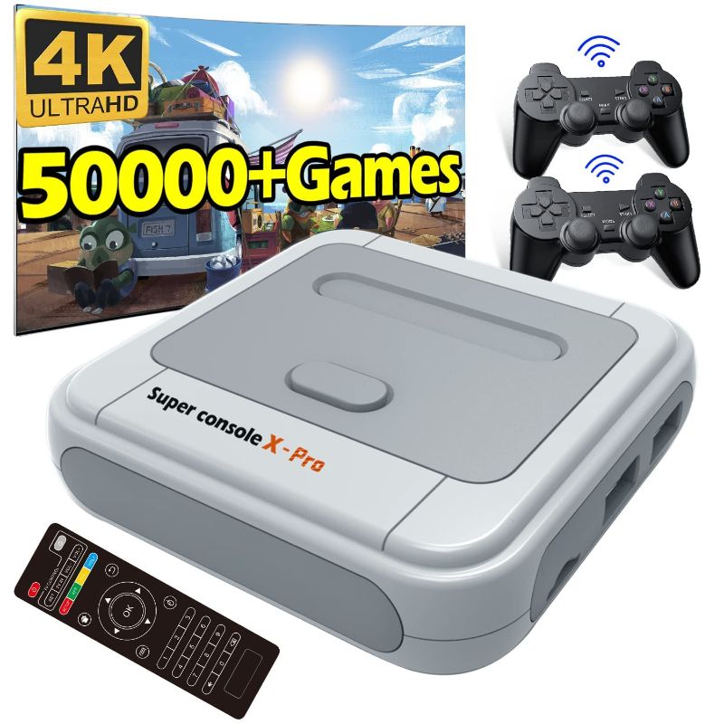 Photo 1 of Kinhank Super Console X Pro 256GB,Retro Game Consoles,50,000+ Video Games,TV&Game System in 1,Emulator Consoles for 4K HD TV,2 Controllers,Compatible with PS1/PSP,WiFi/LAN,Gifts for Best Friend (PRO-256GB)
