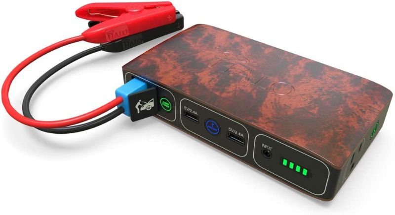 Photo 1 of HALO Bolt 58830 mWh Portable Phone Laptop Charger Car Jump Starter with AC Outlet and Car Charger - Wood Grain
