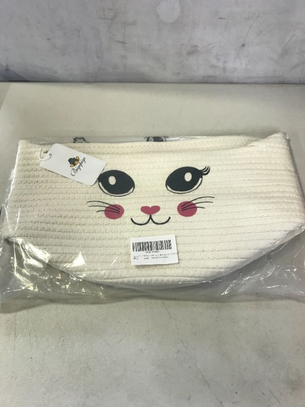 Photo 1 of Bigepige Cat Decorative Baby Toy Storage Basket with Handle, Cotton Rope Blanket Basket for Cat Lovers Gift, Stuffed Animal Storage Bin, Cute Kids Laundry Nursery Hamper Organizer(11 ×11×9.5”)
